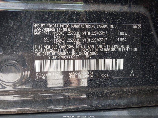 Toyota RAV4 LE 2025 2T3H1RFV0SW432027 Image 9
