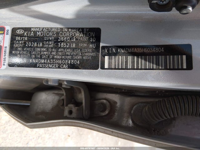 Aukcja sprzedaży 2017 Kia Rio Lx, vin: KNADM4A35H6034804, numer aukcji: 45797607