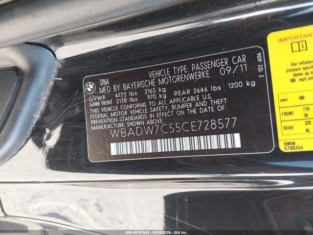Aukcja sprzedaży 2012 Bmw 328i, vin: WBADW7C55CE728577, numer aukcji: 45797645