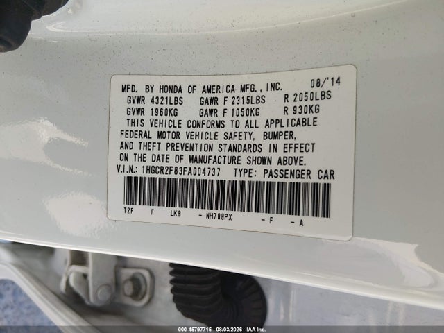 Honda Accord Ex-l 2015 1HGCR2F83FA004737 Image 9