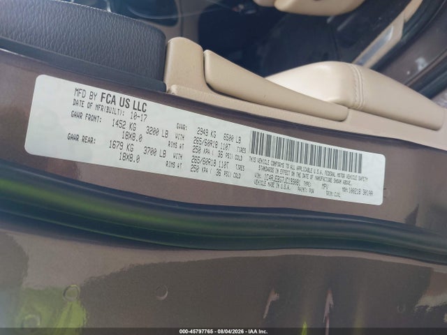 Продажа на аукционе авто 2018 Jeep Grand Cherokee Limited 4x2, vin: 1C4RJEBG7JC193081, номер лота: 45797765