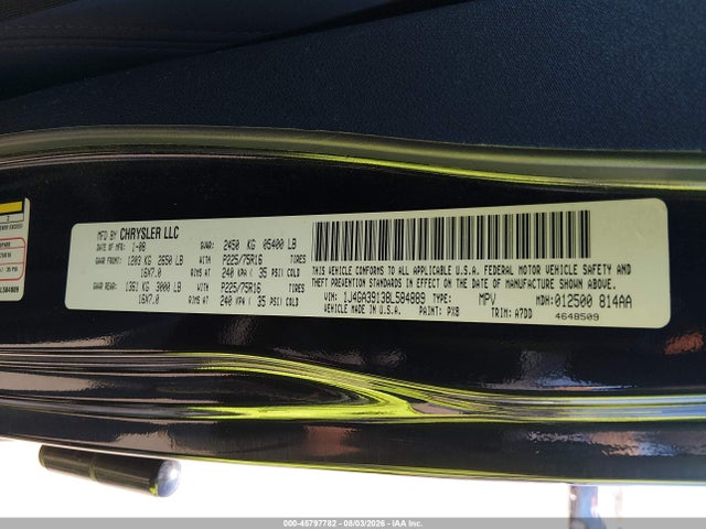 2008 Jeep Wrangler Unlimited X მანქანა იყიდება აუქციონზე, vin: 1J4GA39138L584889, აუქციონის ნომერი: 45797782