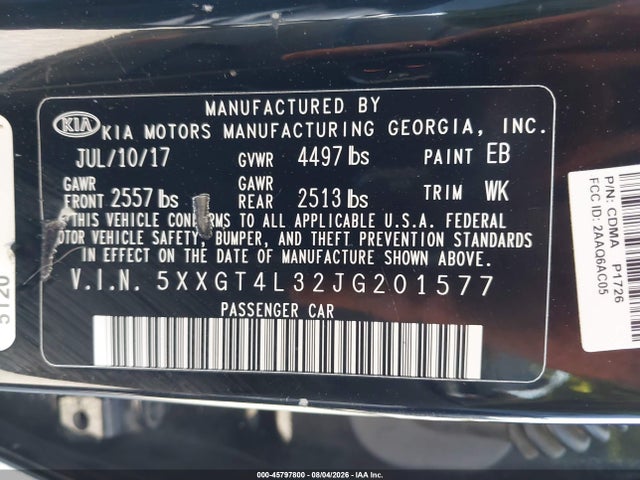 KIA Optima Lx 2018 5XXGT4L32JG201577 Image 9