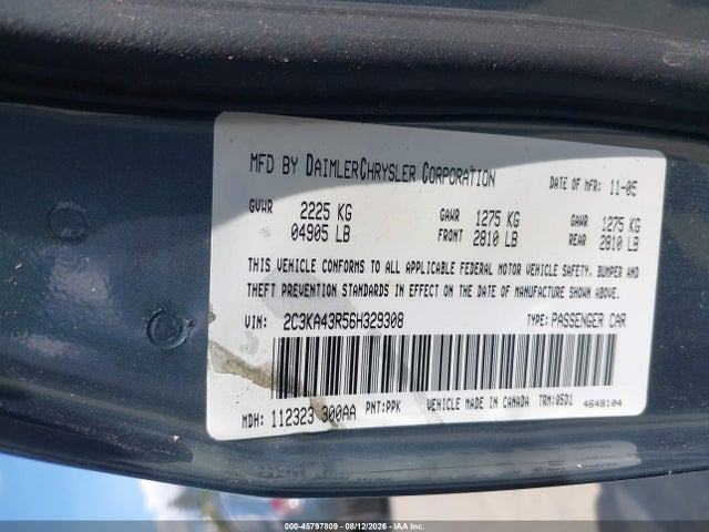 45797809 :رقم المزاد ، 2C3KA43R56H329308 vin ، 2006 Chrysler 300 مزاد بيع