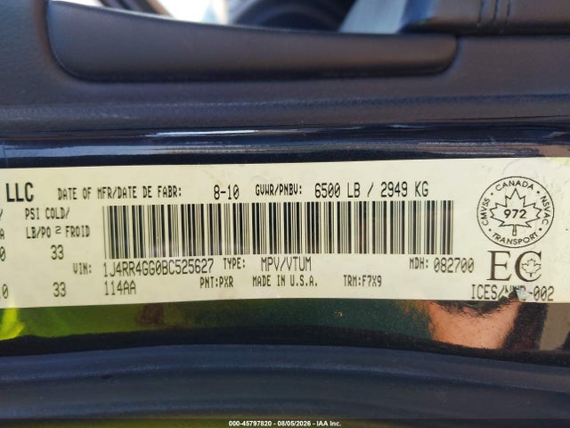 Продажа на аукционе авто 2011 Jeep Grand Cherokee Laredo, vin: 1J4RR4GG0BC525627, номер лота: 45797820