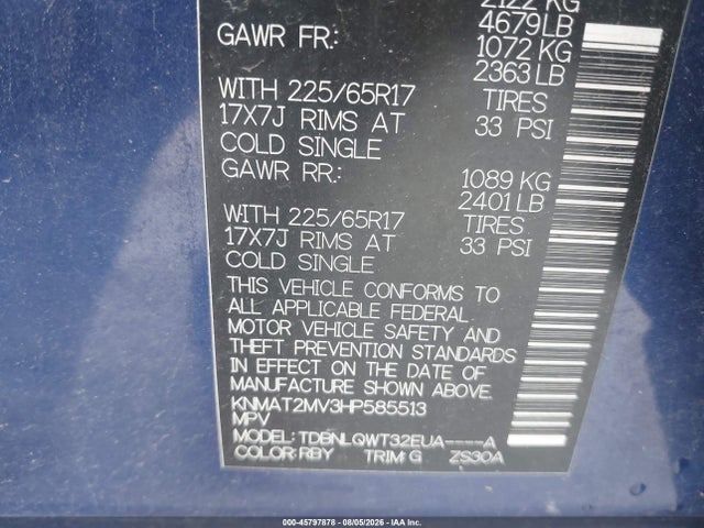 Nissan ROGUE SV 2017 KNMAT2MV3HP585513 Image 9