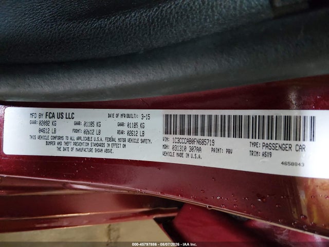 Продаж на аукціоні авто 2015 Chrysler 200 Limited, vin: 1C3CCCAB0FN685719, номер лоту: 45797886
