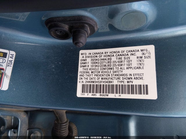Honda CR-V EX 2015 2HKRM3H53FH540841 Image 9