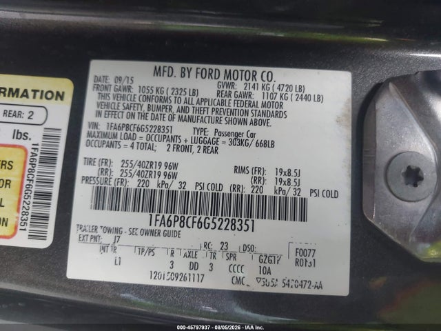 1FA6P8CF6G5228351 Ford Mustang Gt Premium