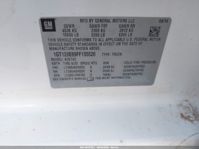GMC Sierra 2500hd Denali 2015 1GT120E89FF135528 Image 9