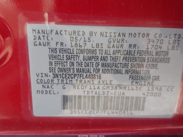 Nissan Versa Note Sv 2015 3N1CE2CP7FL440816 Image 9