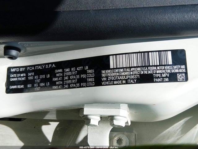 ZFBCFXABXJP686371 Fiat 500x Blue Sky Edition Fwd