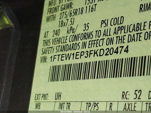 1FTEW1EP3FKD20474 Ford F-150 Xlt