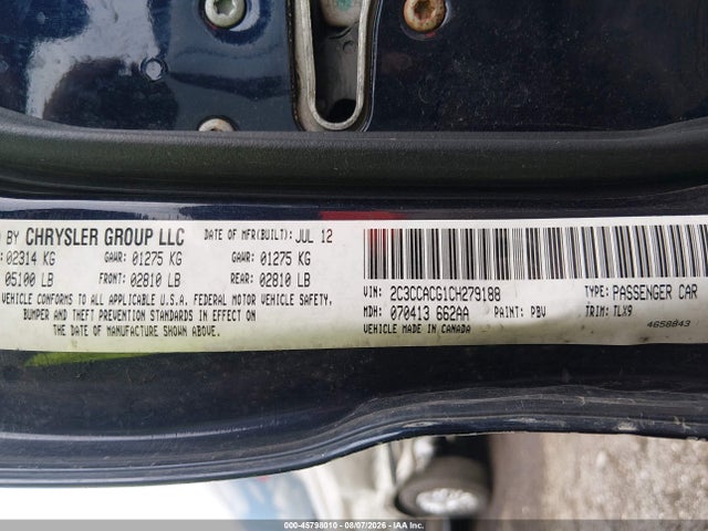 Продажа на аукционе авто 2012 Chrysler 300 Limited, vin: 2C3CCACG1CH279188, номер лота: 45798010