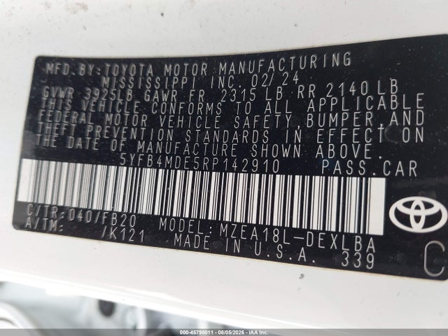 Toyota COROLLA LE 2024 5YFB4MDE5RP142910 Image 9