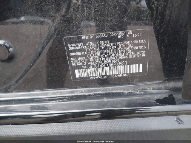 Aukcja sprzedaży 2022 Subaru Crosstrek Sport, vin: JF2GTHSCXNH209980, numer aukcji: 45798036