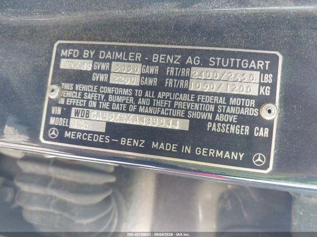 Aukcja sprzedaży 1989 Mercedes-benz 560 Sel, vin: WDBCA39E2KA483044, numer aukcji: 45798042