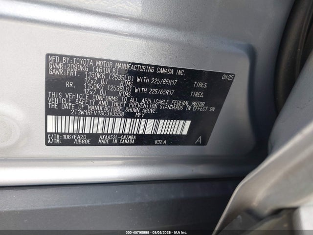 Aukcja sprzedaży 2025 Toyota Rav4 Xle, vin: 2T3W1RFV1SC343558, numer aukcji: 45798055
