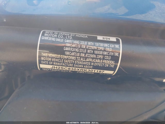 Honda Cmx1100 A 2024 JH2SC830XRK301197 Image 10