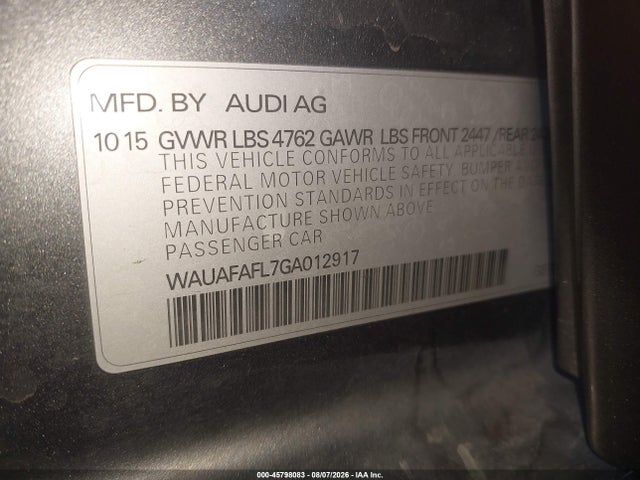 WAUAFAFL7GA012917 Audi A4 PREMIUM