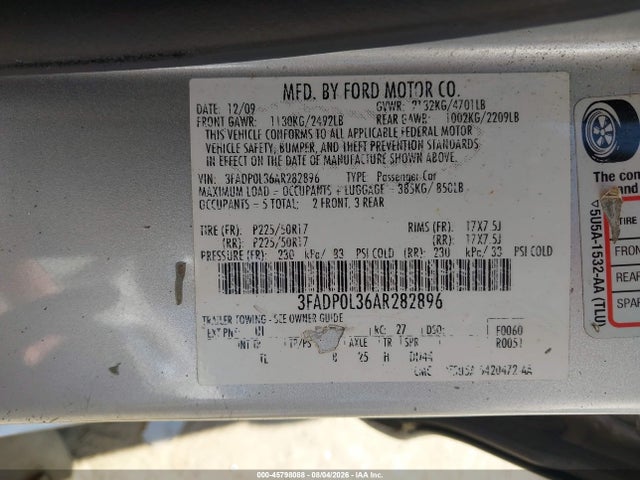 Продаж на аукціоні авто 2010 Ford Fusion Hybrid, vin: 3FADP0L36AR282896, номер лоту: 45798088