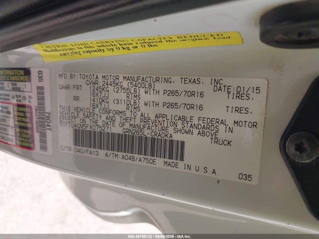 Toyota Tacoma Prerunner V6 2015 5TFTU4GN5FX075271 Image 9