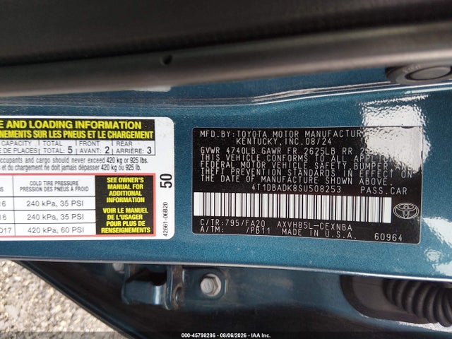 4T1DBADK8SU508253 Toyota CAMRY LE