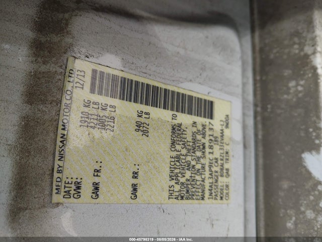 Продаж на аукціоні авто 2014 Nissan Altima 2.5 S, vin: 1N4AL3AP9EC189137, номер лоту: 45798319