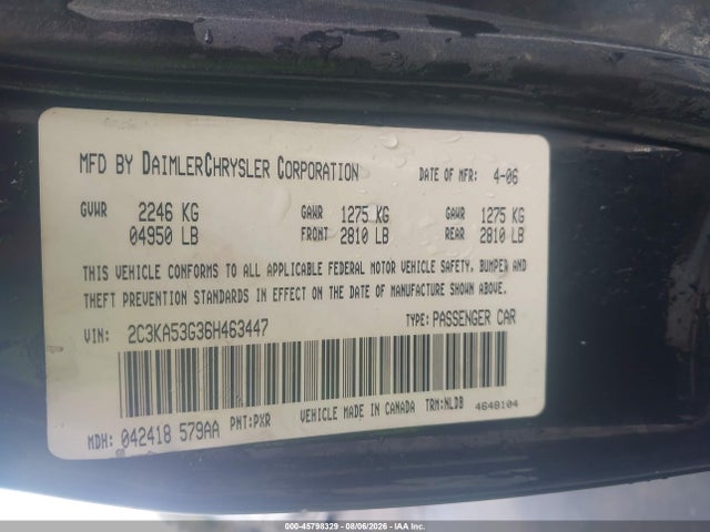 Aukcja sprzedaży 2006 Chrysler 300 Touring, vin: 2C3KA53G36H463447, numer aukcji: 45798329