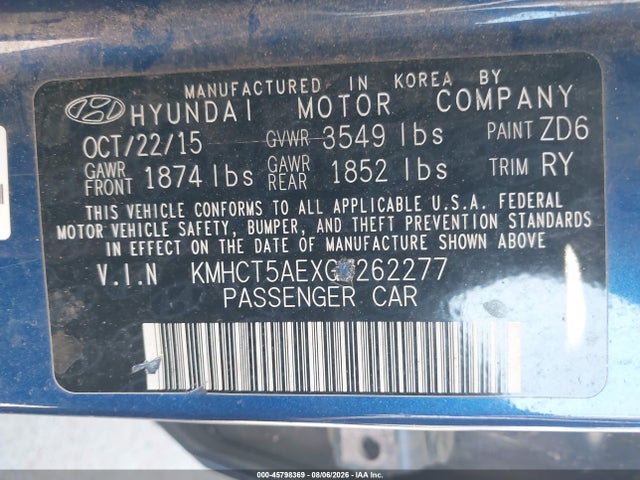 Hyundai ACCENT SE 2016 KMHCT5AEXGU262277 Image 9