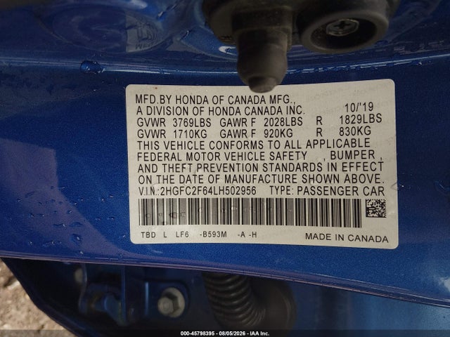 Продажа на аукционе авто 2020 Honda Civic Lx, vin: 2HGFC2F64LH502956, номер лота: 45798395