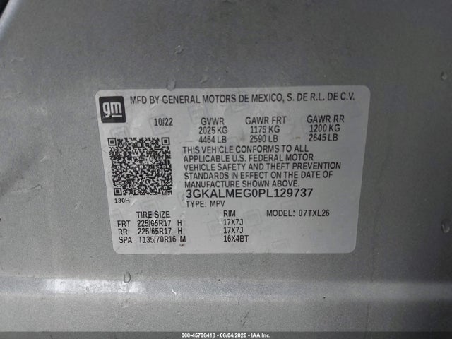 Продажа на аукционе авто 2023 Gmc Terrain Fwd Sle, vin: 3GKALMEG0PL129737, номер лота: 45798418
