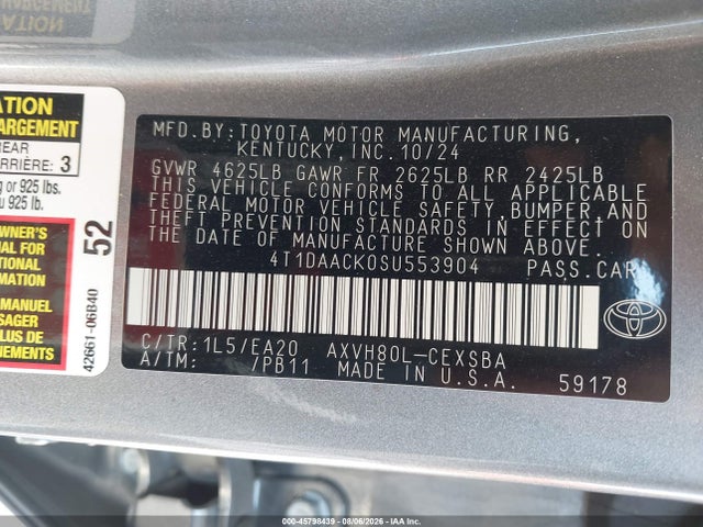 Toyota CAMRY SE 2025 4T1DAACK0SU553904 Image 9