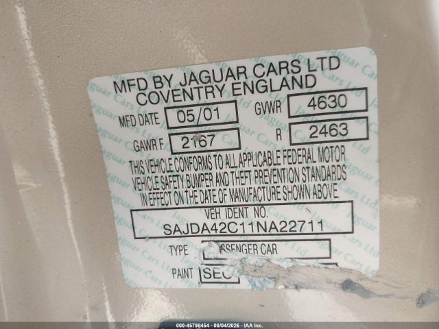 Продаж на аукціоні авто 2001 Jaguar Xk8, vin: SAJDA42C11NA22711, номер лоту: 45798454