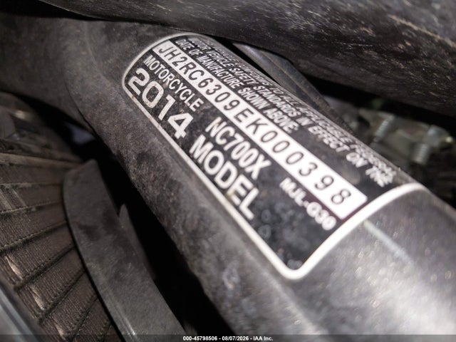 2014 Honda Nc700x მანქანა იყიდება აუქციონზე, vin: JH2RC6309EK000398, აუქციონის ნომერი: 45798506