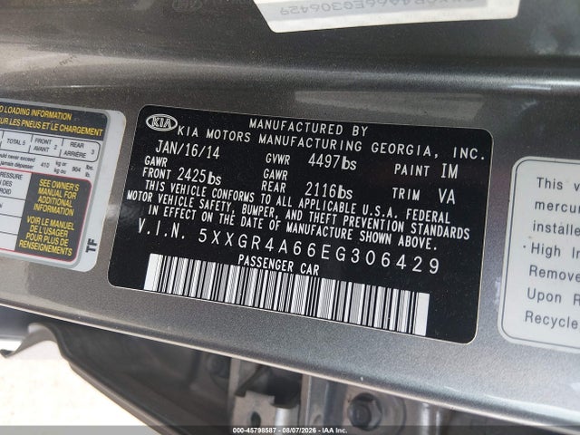 Продаж на аукціоні авто 2014 Kia Optima Sxl Turbo, vin: 5XXGR4A66EG306429, номер лоту: 45798587