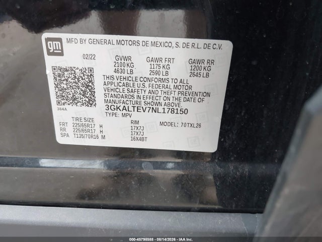 3GKALTEV7NL178150 GMC Terrain Awd Sle