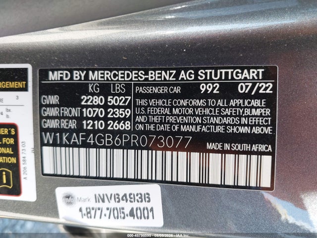 W1KAF4GB6PR073077 Mercedes-Benz C 300 Sedan