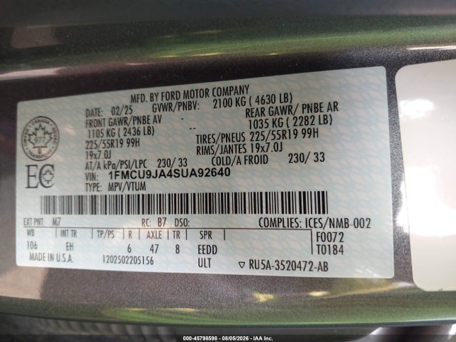 Ford Escape Platinum 2025 1FMCU9JA4SUA92640 Image 9