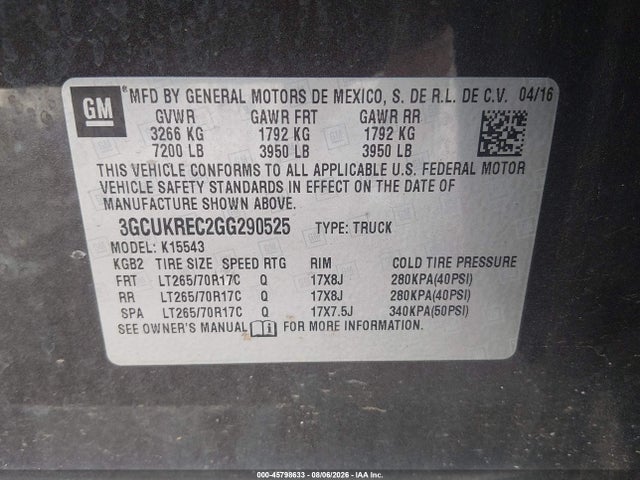 Chevrolet Silverado 1500 Lt 2016 3GCUKREC2GG290525 Image 9