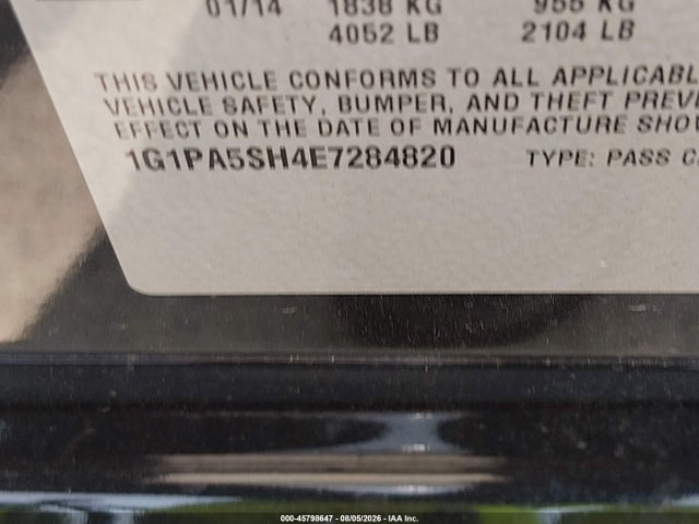 Chevrolet Cruze Ls Auto 2014 1G1PA5SH4E7284820 Image 9