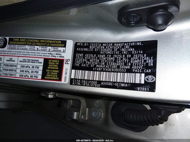Toyota CAMRY LE 2014 4T4BF1FK9ER393553 Image 9