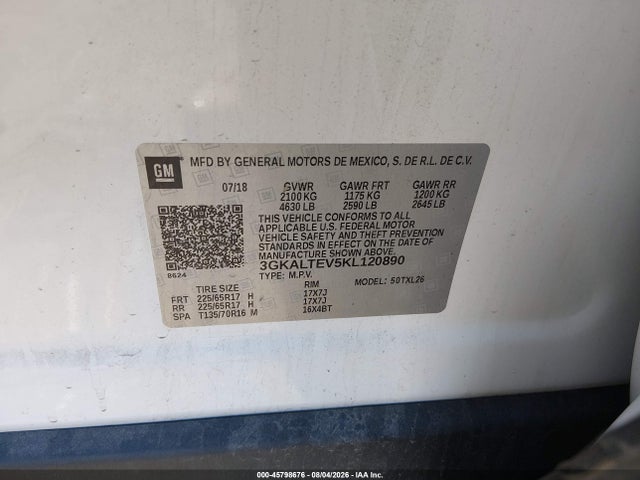Продаж на аукціоні авто 2019 Gmc Terrain Sle, vin: 3GKALTEV5KL120890, номер лоту: 45798676