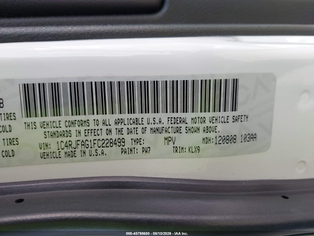 Продажа на аукционе авто 2015 Jeep Grand Cherokee Altitude, vin: 1C4RJFAG1FC228499, номер лота: 45798680
