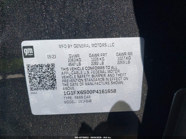 1G1FX6S00P4161658 Chevrolet Bolt Ev Fwd 2lt