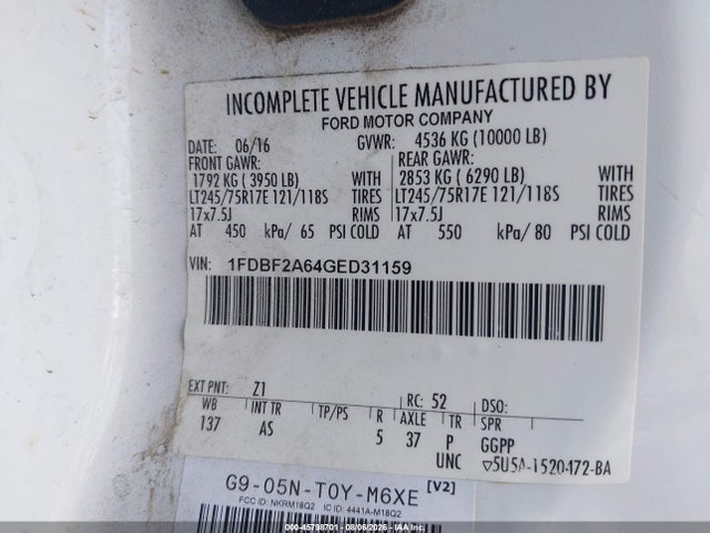 Ford F-250 Xl 2016 1FDBF2A64GED31159 Image 4