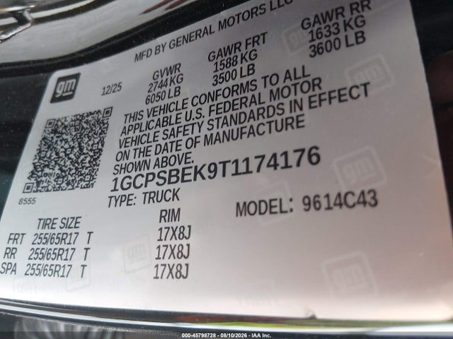 Продаж на аукціоні авто 2026 Chevrolet Colorado Wt, Rwd, vin: 1GCPSBEK9T1174176, номер лоту: 45798728