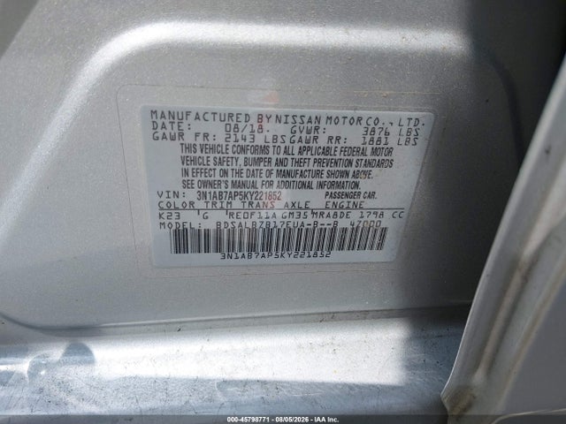 3N1AB7AP5KY221852 Nissan SENTRA S
