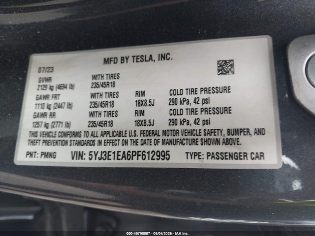 Tesla Model 3 Rear-wheel Drive 2023 5YJ3E1EA6PF612995 Image 9