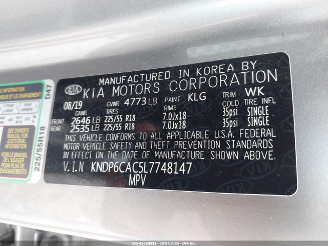Продажа на аукционе авто 2020 Kia Sportage S, vin: KNDP6CAC5L7748147, номер лота: 45798834